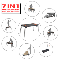 RETTER 7-in-1 Multifunktions-Werkbank,Transportwagen, klappb