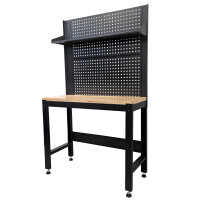 RETTER Werkbank 120 cm mit Holzplatte, Rückwand und Wer