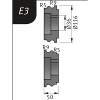 Typ E3, Ø 116 x 36 x 50 mm, R 5+9 gallery