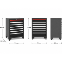 7‐Schubladen Schrank Modul für Schranksystem - 711 x 50