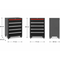 5‐Schubladen Schrank Modul für Schranksystem - 711 x 50